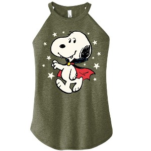 Women's - Peanuts - Snoopy Vampire Stars Glow In The Dark Graphic High Neck Tank - 1 of 4