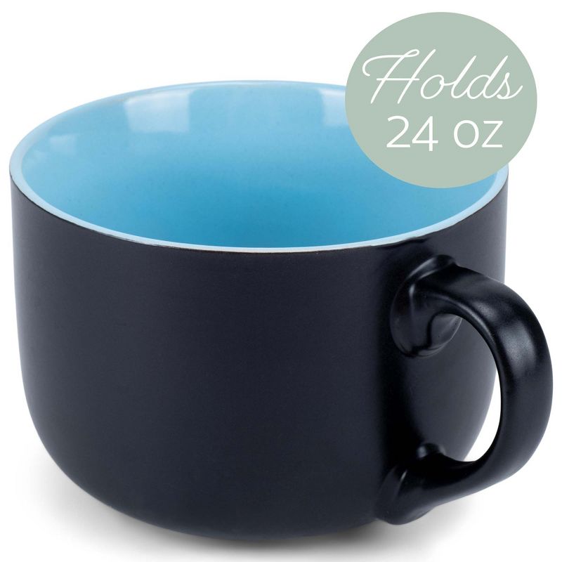 Elanze Designs Large Color Pop 24 ounce Ceramic Jumbo Soup Mugs Set of 4, Ice Blue, 2 of 6