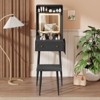 Small Vanity Desk Set With 3 Adjustable Lighted Mirror And Storage Chair Mini Black Makeup Vanities Set For Bedroom Compact Make Up Dressing Table - 2 of 4