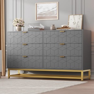 MDF Painted 6 Drawer Dresser Large Storage Cabinet Modern Wood Bedroom Furniture Multi-Drawer Large Cabinet - 1 of 4