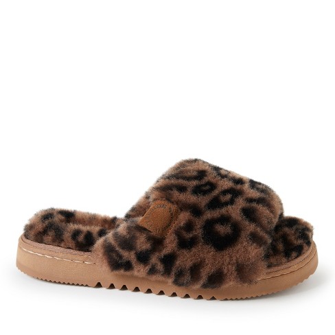 Women's Fireside Cairns Shearling Easy on/Off Slide Sandal Slipper -  Leopard Size 10