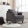 29.53'' Chenille Fabric Tufted Mid-Century Modern Armchair with Scooped Arms, Solid Wood Frame and Removable Cushion - 3 of 4