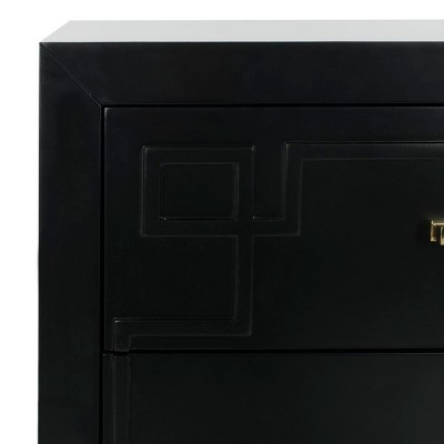 Transitional Black and Gold 3-Drawer Chest with Carved Details