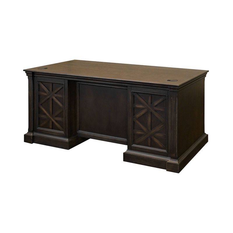Kingston Traditional Wood Double Pedestal Executive Desk Dark Brown - Martin Furniture, 4 of 10
