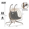 Hanging Wicker Woven 2 Person Egg Swing Chair With Cushions And Stand,Indoor Outdoor Wicker Basket Hammock Chair For Patio,Bedroom-Coolbibila - 4 of 4