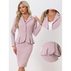 INSPIRE CHIC Women's Business Long Sleeve Notched Lapel Peplum Blazer Pencil Skirt Suit Set 2 Pcs - 2 of 4