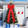 Orieon 25PCS Satin Christmas Tree Topper & Ribbon Bows Set, Red Wired Edge Long Tail Bows for Tree, Wreath, Garland, Gifts - 4 of 4