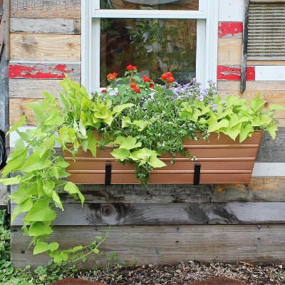 Large Copper Galvanized Steel Planter Box with Wall Brackets