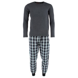 Ten West Apparel Men's Plaid Jogger and Crew Long Sleeve Pajama Set - 1 of 3