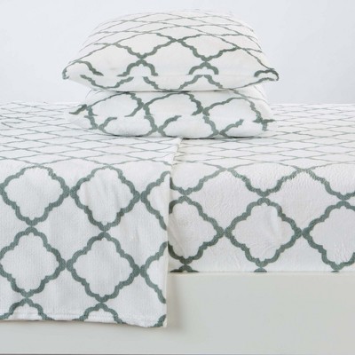 Printed Velvet Plush Fleece Sheet Set - Great Bay Home