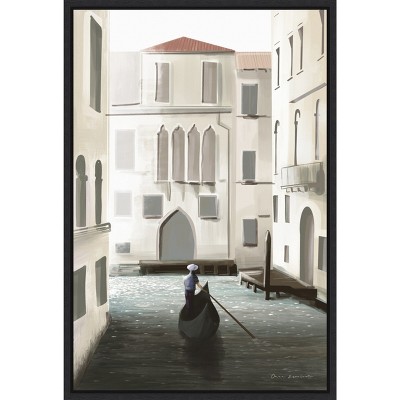 Venice Moment by Omar Escalante Black Floater Frame Canvas Wall Art
