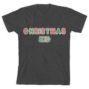 Santa's Favorite Christmas Kid Crew Neck Short Sleeve Charcoal Heather Unisex Youth T-shirt - 1 of 3