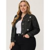 Agnes Orinda Women's Plus Size Washed Ripped Distressed Cropped Frayed Jean Jackets - 2 of 4