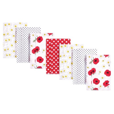 Hudson Baby Infant Girl Cotton Flannel Burp Cloths 7pk, Poppy Daisy, One Size