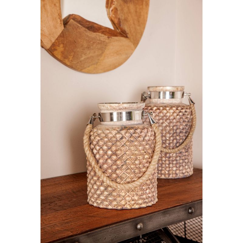 Glass/Steel Jar Candle Lantern with Rope Handle - Olivia & May, 3 of 7