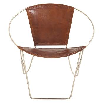 Set of 2 Metal and Leather Chairs Gold - Olivia & May