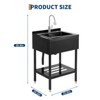 Stainless Steel Utility Sink with Faucet, Freestanding Laundry Tub with Adjustable Legs, Hot & Cold Water Pipes - 2 of 4