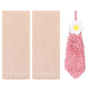 REGALWOVEN 3 Pcs Bathroom Soft and Absorbent Decorative Hand Towel - 1 of 4