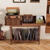 MOEPISY Mid Century Modern Record Player Stand, Vinyl Record Storage with Fluted Sliding Doors, Large Record Player Table - 4 of 4