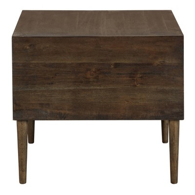 Modern Kisper Dark Brown Wood End Table with Storage