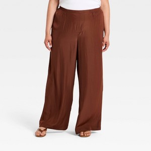Women's Pull-On Wide Leg Pants - A New Day™ Brown XXL : Target