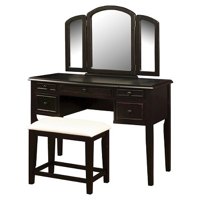 Simone Vanity Mirror Bench Antique Black Powell Company Target