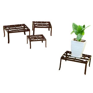 SPI Home Square Nested Plant Stands Set – 12" Cast Iron Decorative Indoor/Outdoor Display Pedestals,Set of 4 - 1 of 4
