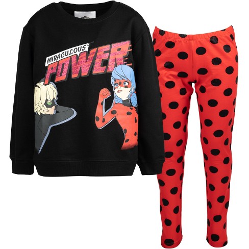 Miraculous Cat Noir Ladybug Girls French Terry Sweatshirt And Leggings  Outfit Set Toddler To Big Kid : Target