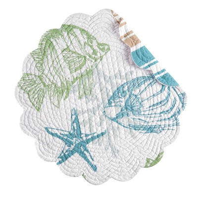 C&F Home Reef Point Cotton Quilted Round Reversible Placemat Set of 6