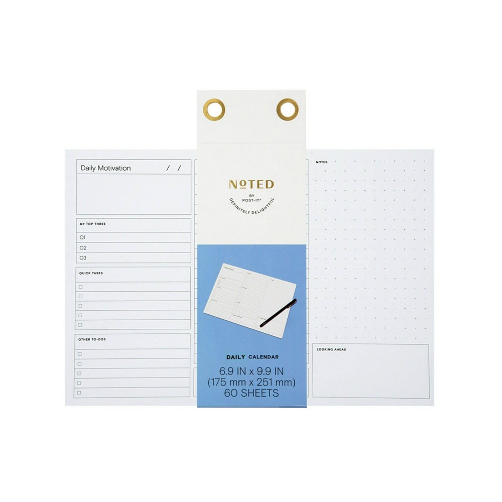 Post-it Undated Daily Super Sticky Calendar 7"x 10" 60 Sheets White