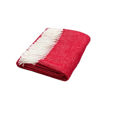 HomeRoots Scarlet Red Soft Acrylic Herringbone Throw Blanket