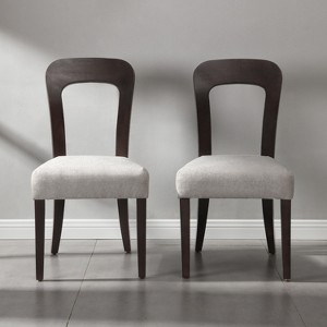 Gulches Gray Dining Chair Set of 2 with Dark Brown Rubber Wood Legs - 1 of 4