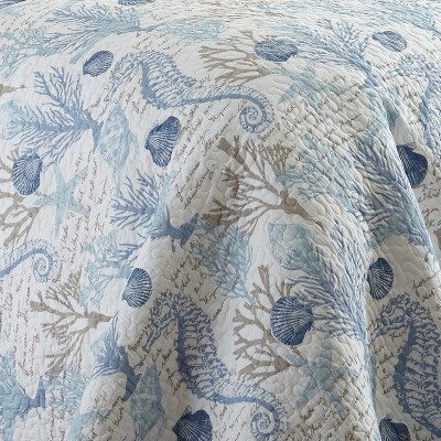 Galapagos Coastal Blue Twin Reversible Cotton Quilt Set