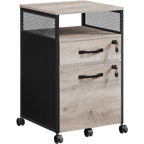 Vasagle File Cabinet Bookshelf With Lock Filing Greige And Black : Target