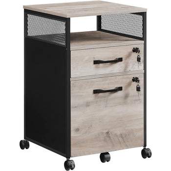 VASAGLE File Cabinet with Lock, Filing Cabinet with 2 Storage Drawers, for Hanging File Folders, Open Shelf