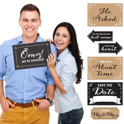 Big Dot of Happiness Engagement Announcement - Photo Prop Kit - 10 Count