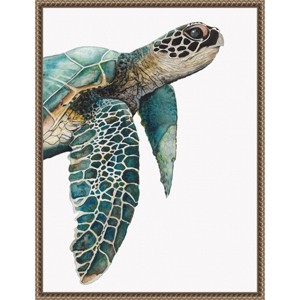 Amanti Art 18"x24" Great Sea Turtle by Jodi Hatfield Framed Canvas Wall Art Print - 1 of 4