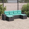 vidaXL 6-Piece Patio Sofa Set with Cushions - Black Poly Rattan, Durable Outdoor Garden Lounge, Water-Resistant Storage, Versatile footrest - 2 of 4