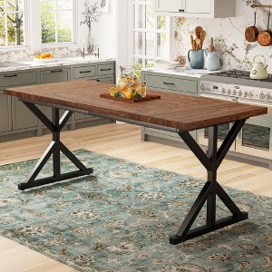 Dyonery 70.8 Inch Industrial Dining Table for 6-8 ¨C Solid Wood Top with Metal Frame, Rectangular Kitchen & Dining Room Table - 1 of 4