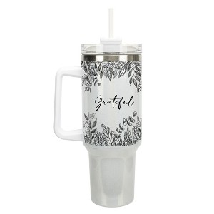 Elanze Designs Grateful Autumn Harvest Leaves 40 oz. Stainless Steel, Large Water Bottle Coffee Mug, Spill & Leak Resistant, Thermal Travel Tumbler - 1 of 1