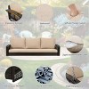 3-Person Double Strand PE Wicker Weave Porch Swing,Large Patio Swing Bench with Cushion And Chains For Backyard Poolside-Cuddlewood - 3 of 4