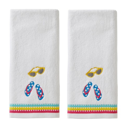 SKL Home Casual Mine and Yours Hand Towel Set, White, 2 Pc.