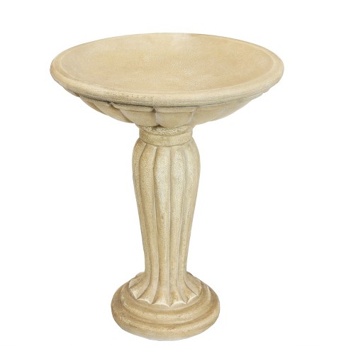 Sunnydaze Outdoor Glass Fiber Reinforced Concrete Patio Garden Grecian Column Style Bird Bath - 20" - White - image 1 of 4