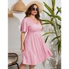 WhizMax Women's 2024 Plus Size Dress Summer Boho Floral V Neck Ruffle Short Sleeve Dress Elastic High Waist A Line Summer Dress - 4 of 4