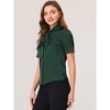 Allegra K Women's Work Tie Neck Short Sleeve Satin Elegant Button Down Shirt - 3 of 4