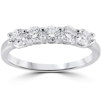 Pompeii3 1/2ct Diamond Five Stone Wedding Ring 14K White Gold
