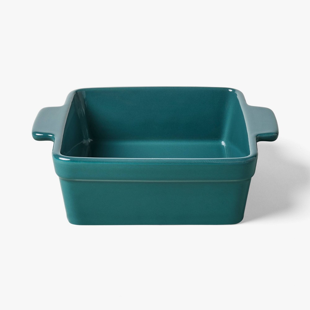 20.8oz square stoneware baking dish green - figmint™: oven, microwave, dishwasher & freezer safe, ergonomic handle