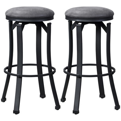 HOMCOM Bar Height Stools Set of 2 with Adjustable Seat, Thick Padded Cushion