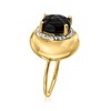 Ross-Simons Onyx and 0.20 ct. t.w. White Topaz Ring in 18kt Gold Over Sterling - 3 of 4