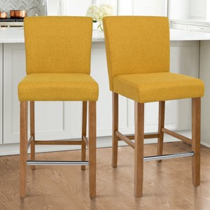 26" Portland  Upholstered Counter Height Barstool Wood(Set of 2) -Maison Boucle - 1 of 4
